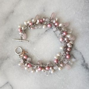 Pink and White Breast Cancer Bracelet